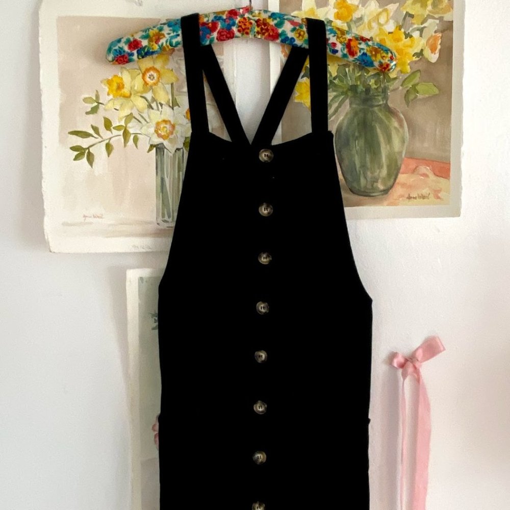 Black overall tank style dress